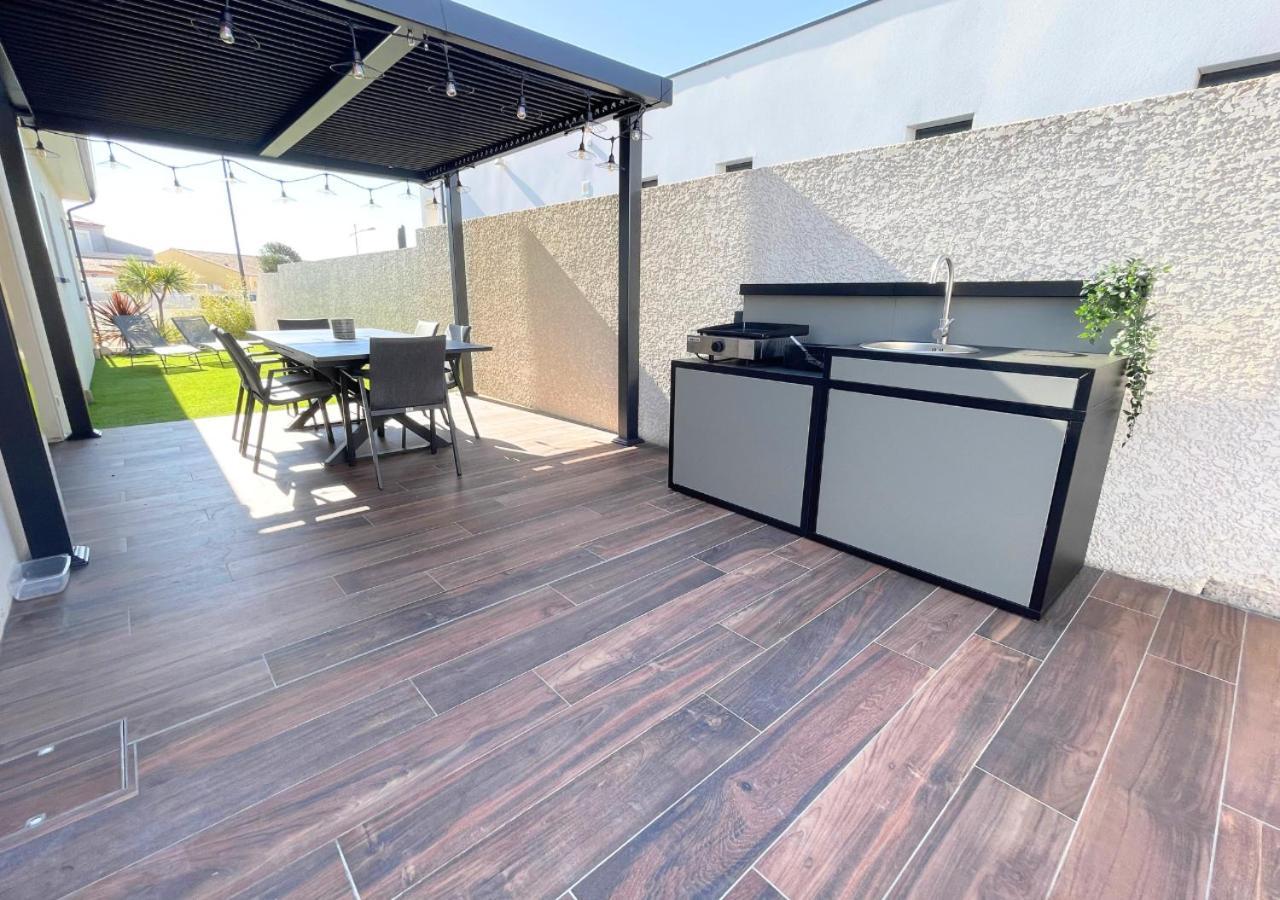 Villa Contemporaine Avec Piscine Chauffee Proche Des Plages Sauvian Zewnętrze zdjęcie